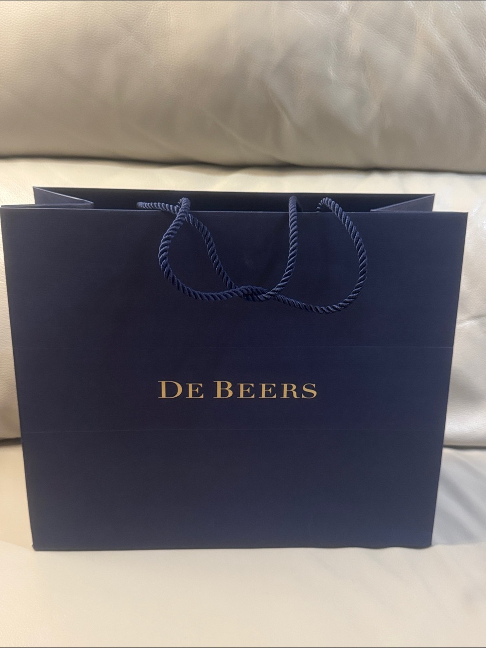 Navy Blue De Beers shopping bag